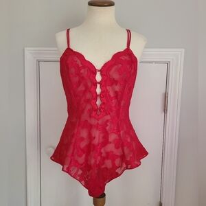 VTG Victoria's Secret Gold Label Teddy Bodysuit Women’s Size S Snap Crotch Sheer